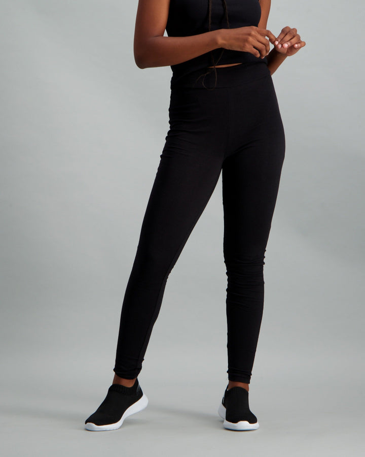Ladies High Waisted Legging - Black