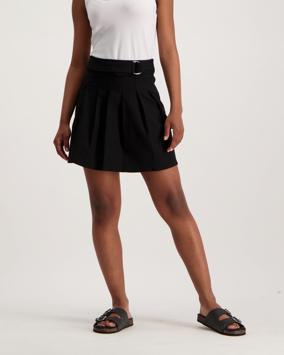 Ladies Pleated Mini Skirt - Black