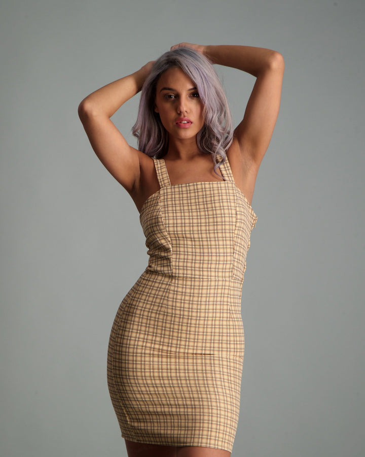 Ladies Check Pinafore Dress