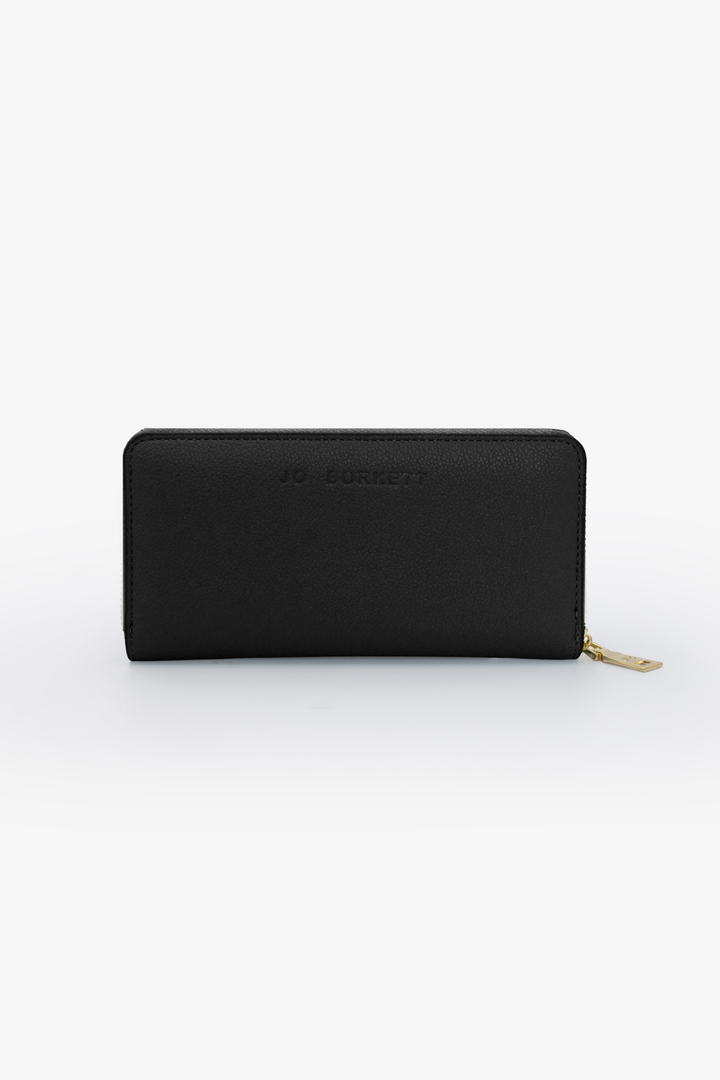 Charlotte Light Text Zip Around Purse - Black