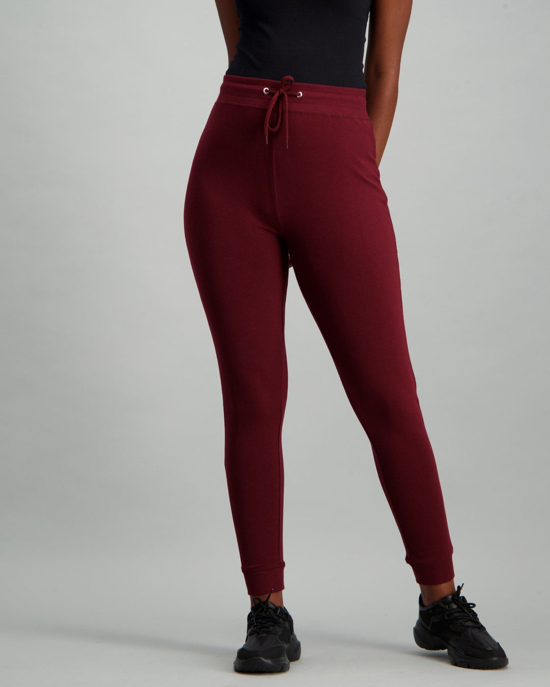 Ladies Fleece Track Pant - Burgundy