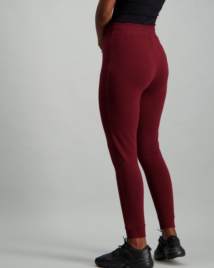 Ladies Fleece Track Pant - Burgundy
