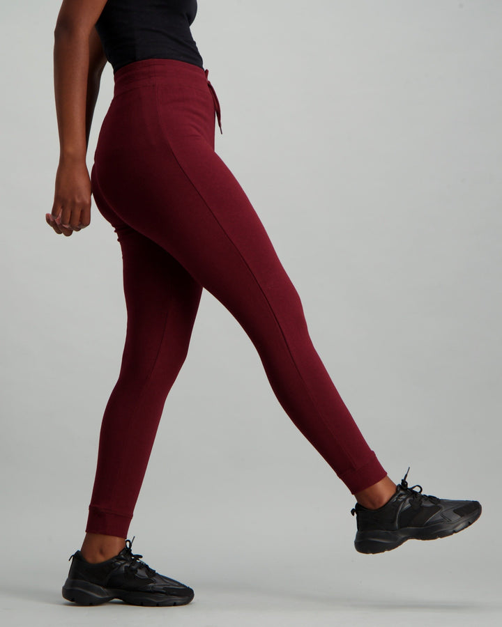 Ladies Fleece Track Pant - Burgundy