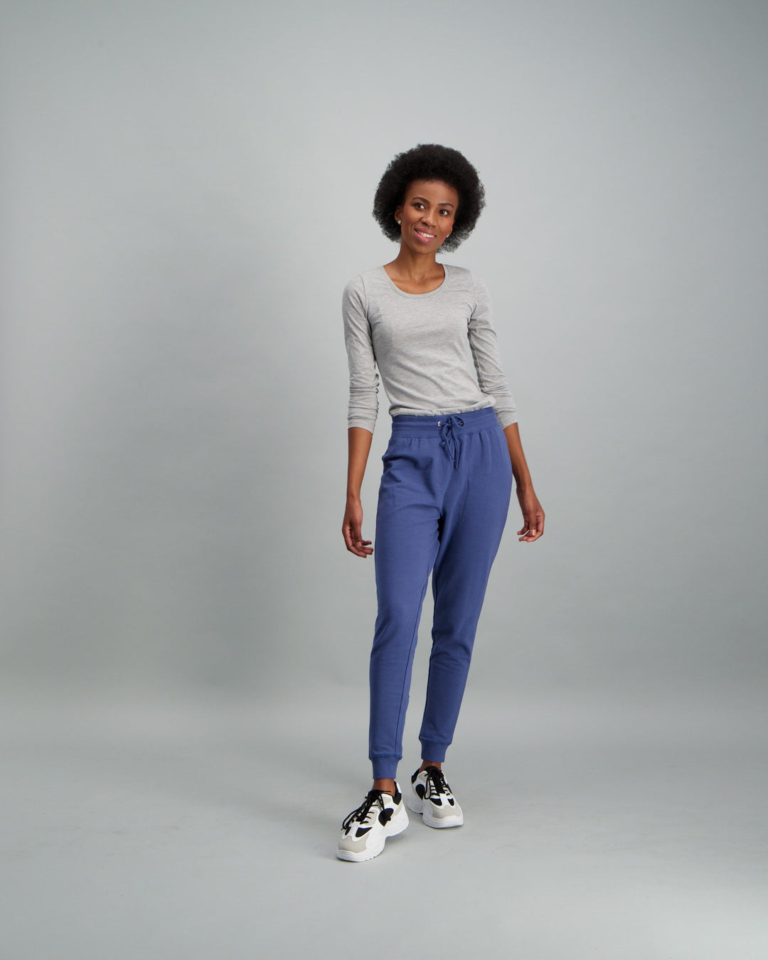 Ladies-Fleece Trackpant - Mid Blue