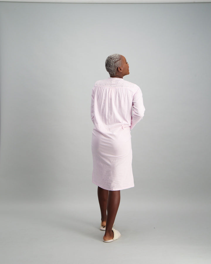 Ladies Long Sleeve Crochet Night Dress - Lilac