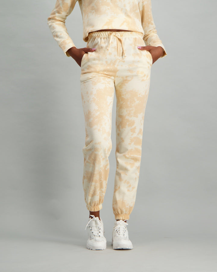 Ladies Tie Dye Joggers - Mocha