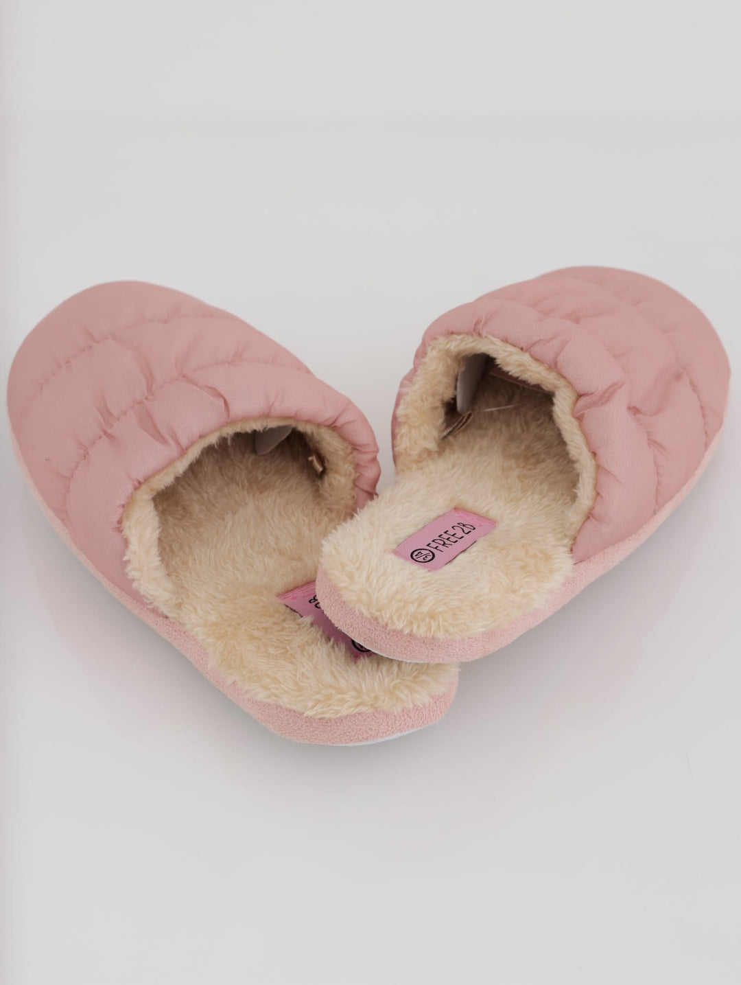 Ladies Nylon Closed Toe Slipper With Sherpha Lining - Pink