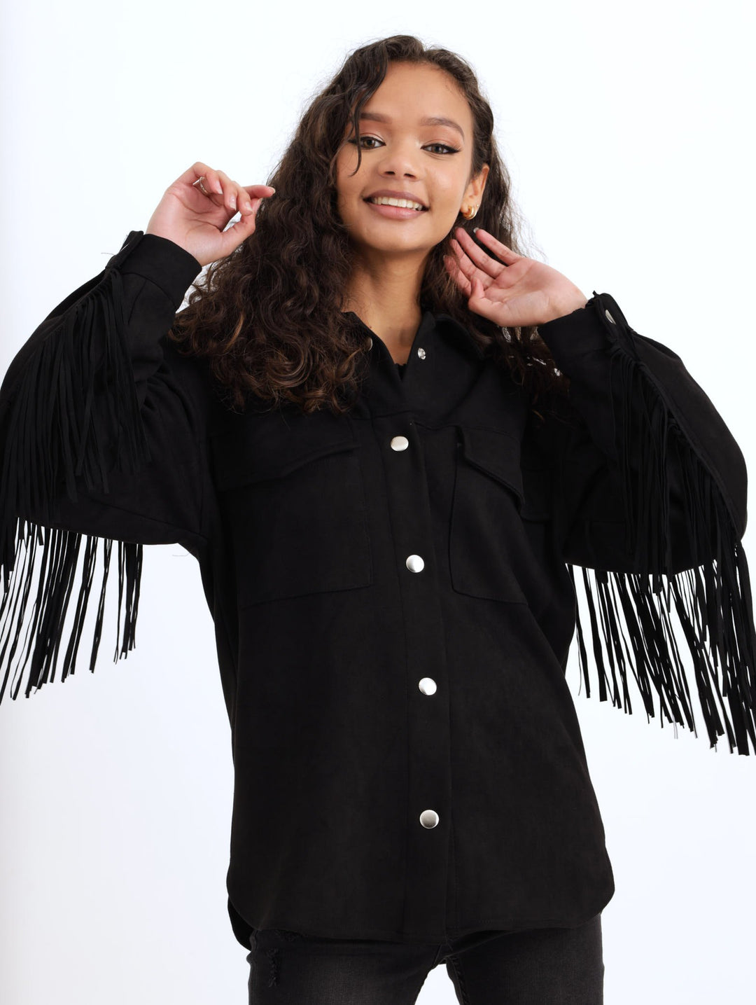 Ladies Suede Tassel Jacket - Black