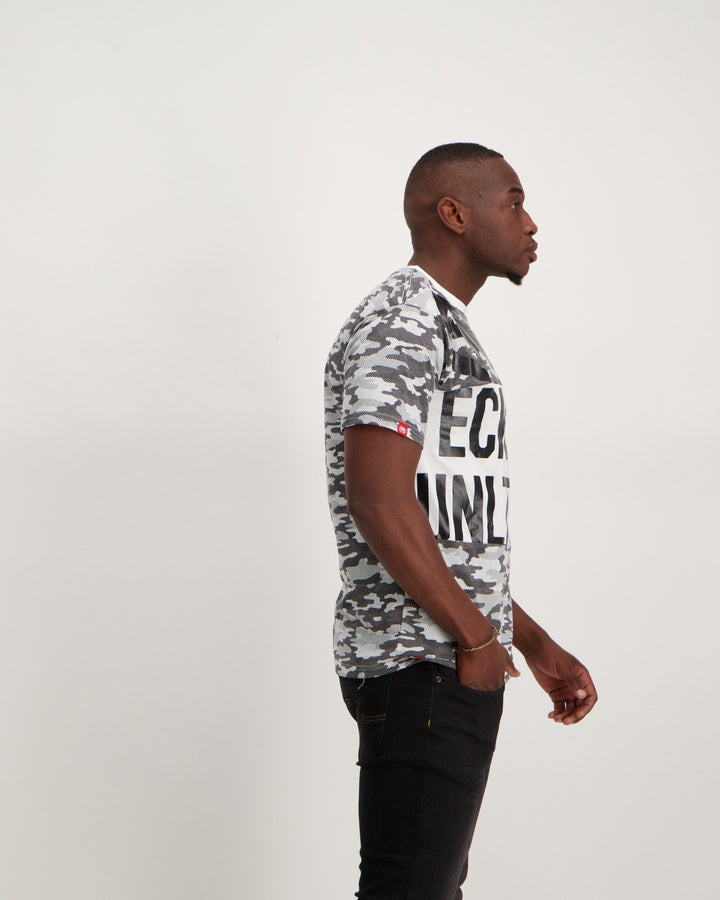 Men's Camo Cut n Sew Logo T-Shirt - White/Grey
