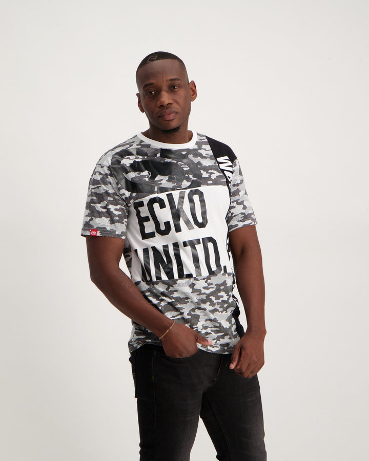Men's Camo Cut n Sew Logo T-Shirt - White/Grey