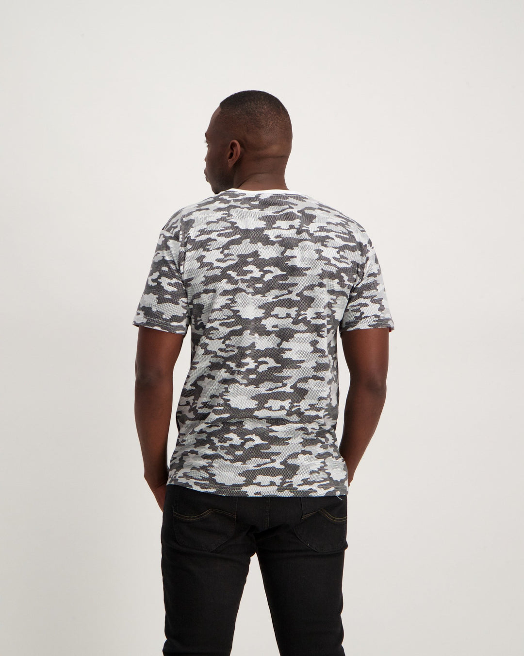 Men's Camo Cut n Sew Logo T-Shirt - White/Grey