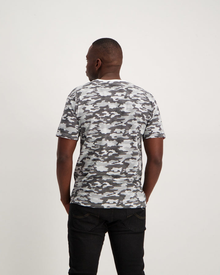 Men's Camo Cut n Sew Logo T-Shirt - White/Grey
