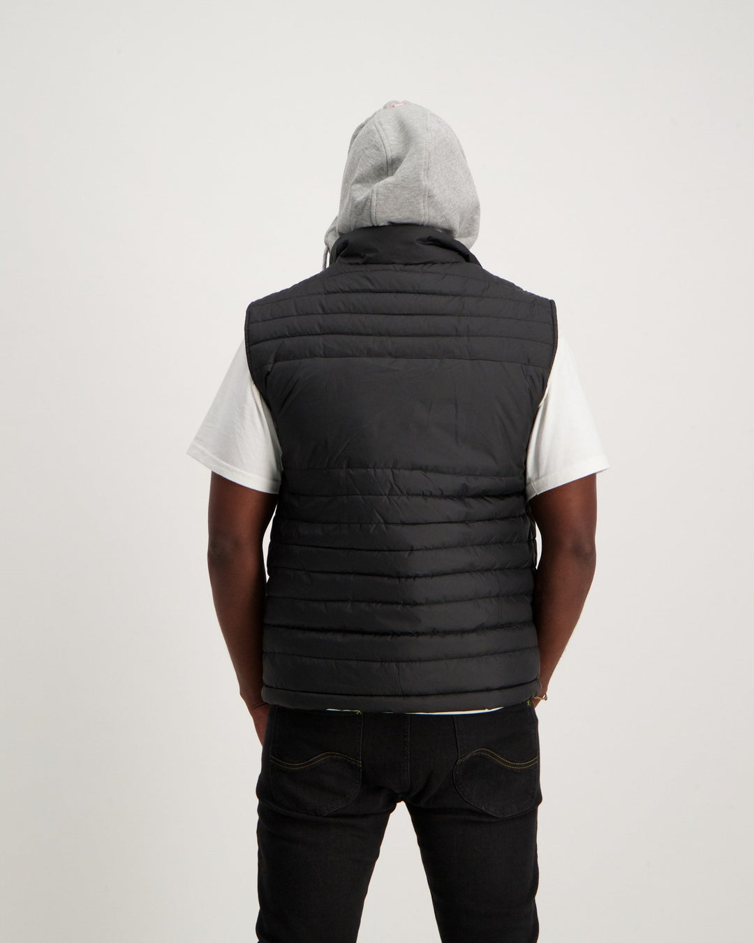 Men's Logo Hooded Puffer Gilet - Black