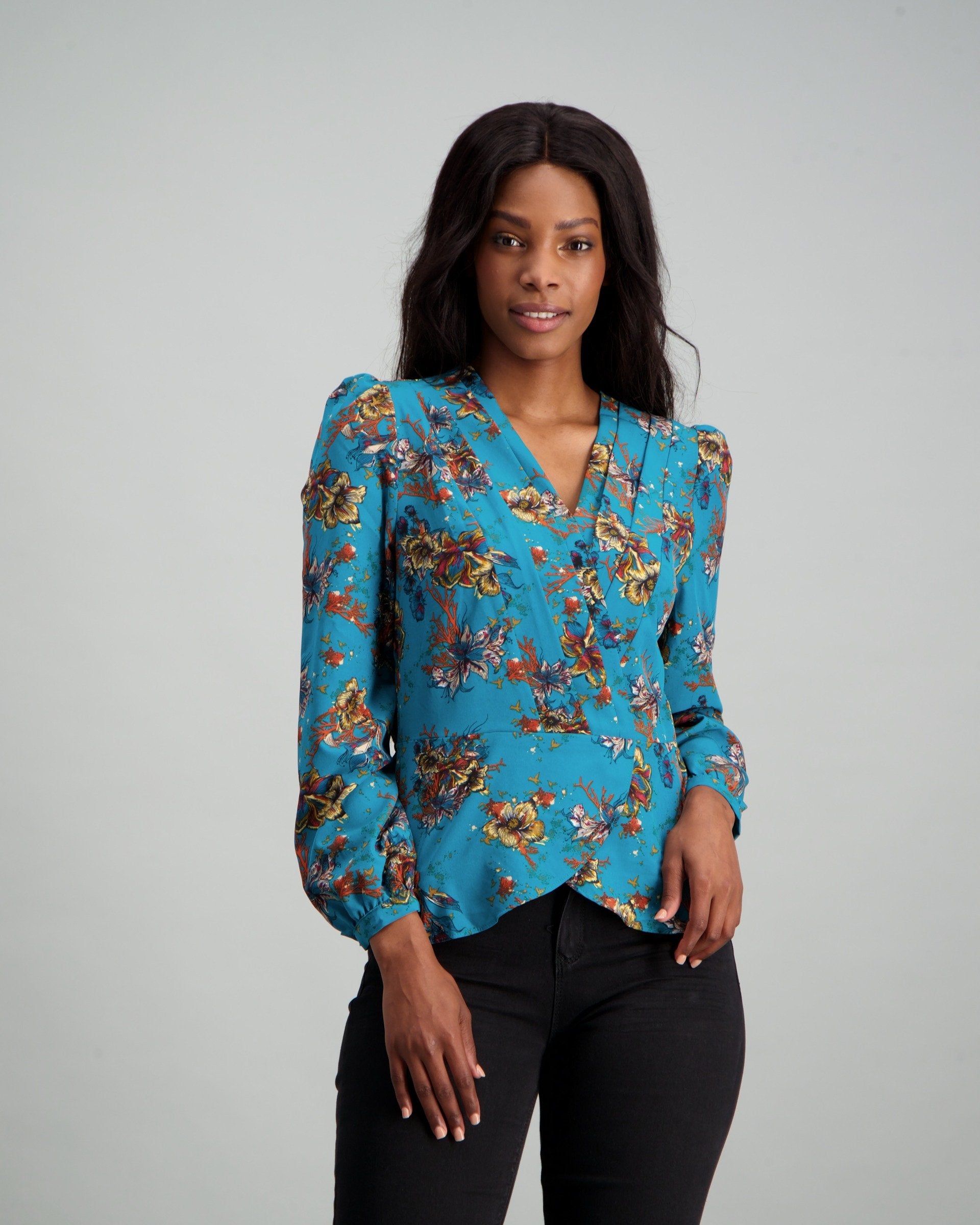 teal coloured blouses