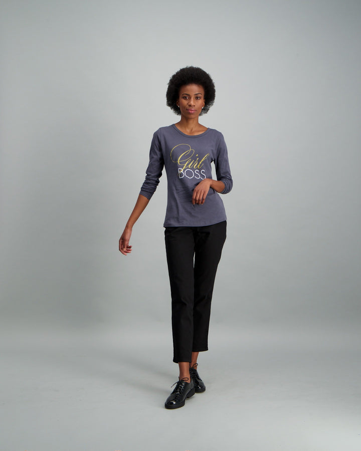 Ladies-Long Sleeve Girl Boss T-Shirt