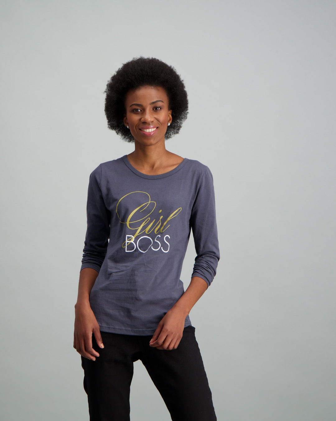 Ladies-Long Sleeve Girl Boss T-Shirt