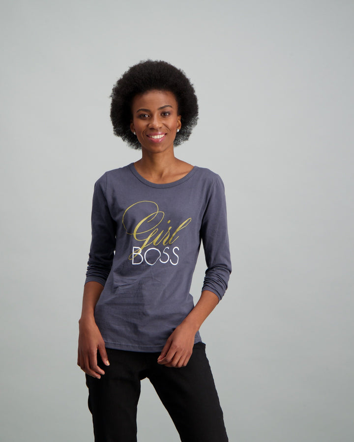Ladies-Long Sleeve Girl Boss T-Shirt