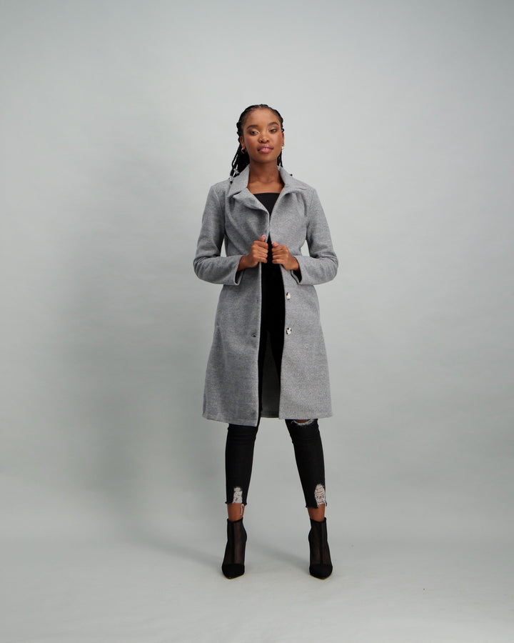 Ladies Melton Coat - Grey