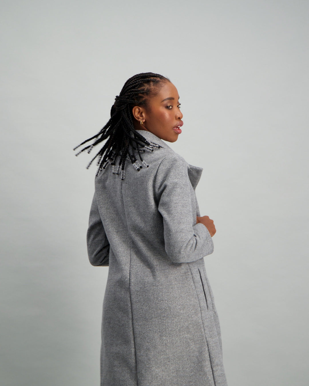 Ladies Melton Coat - Grey