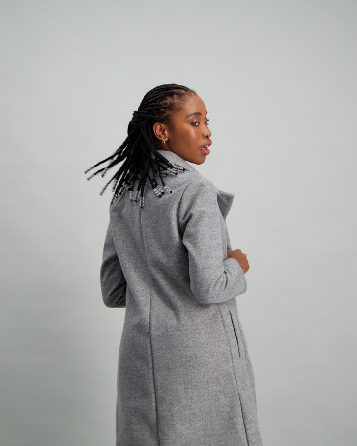 Ladies Melton Coat - Grey