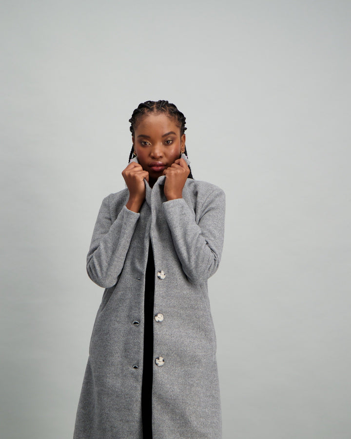 Ladies Melton Coat - Grey