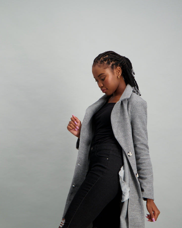Ladies Melton Coat - Grey