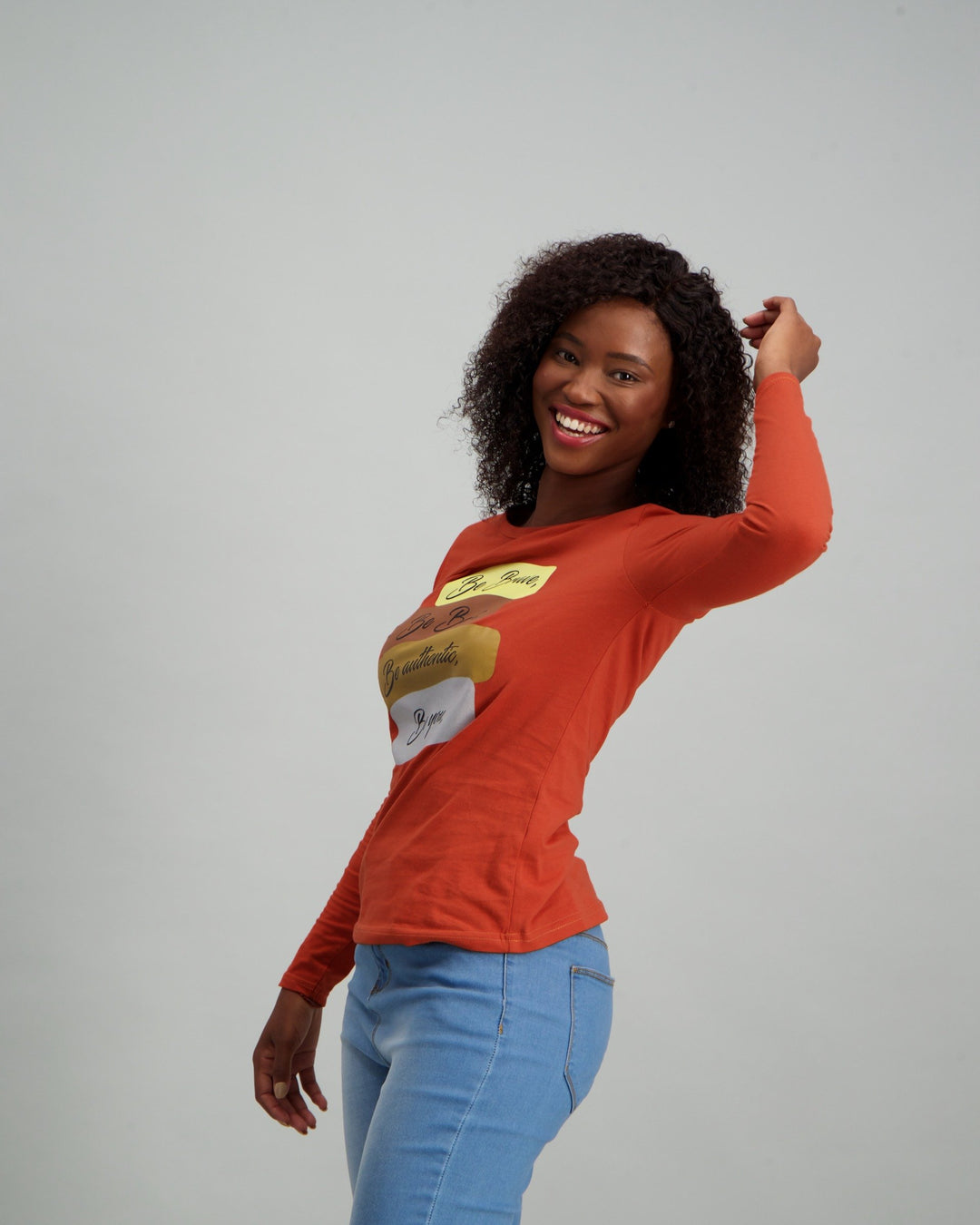 Ladies Be Brave Long Sleeve T-Shirt - Burnt Orange