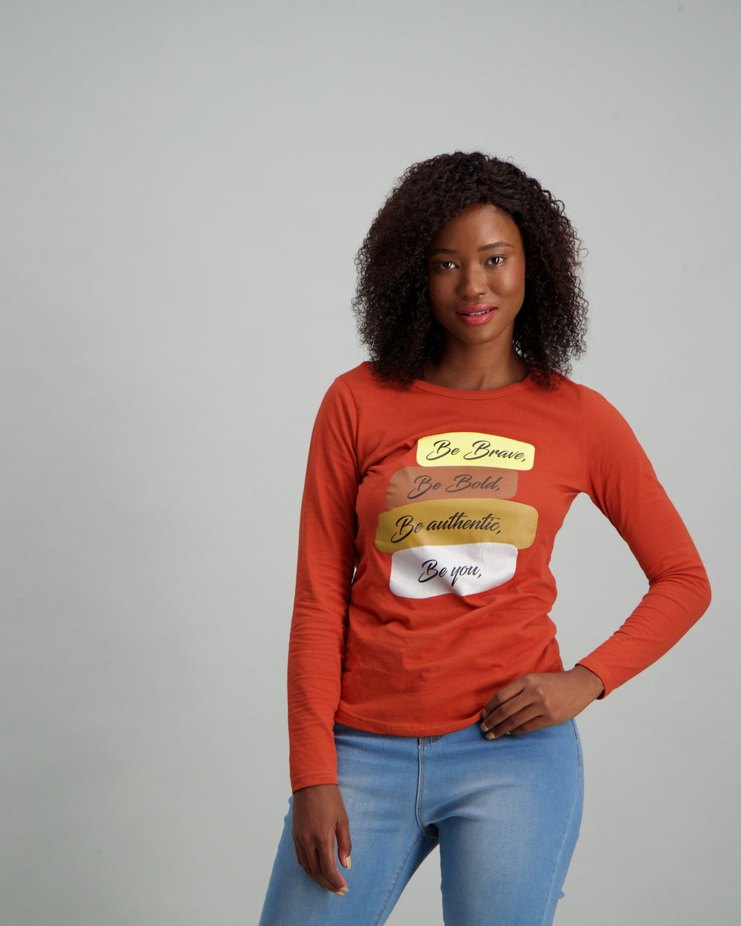 Ladies Be Brave Long Sleeve T-Shirt - Burnt Orange