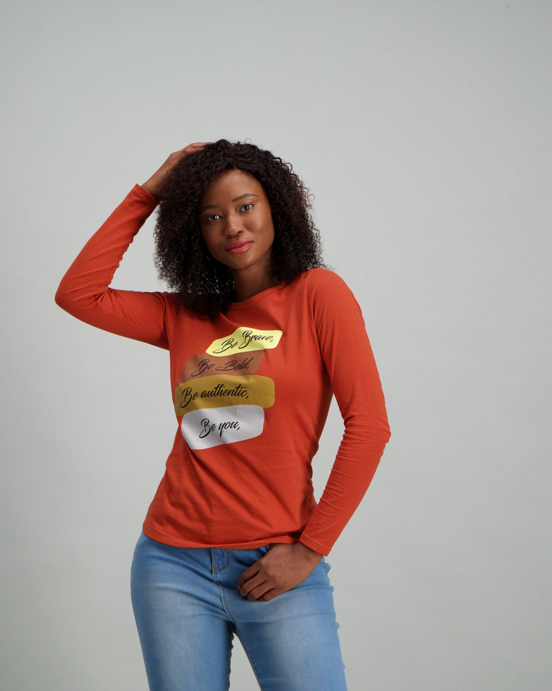 Ladies Be Brave Long Sleeve T-Shirt - Burnt Orange