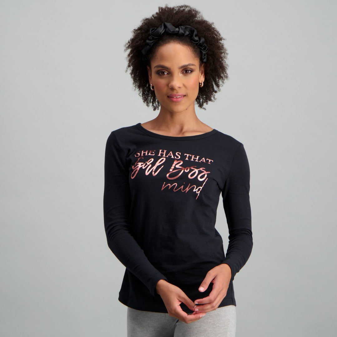 Ladies Ladies-Long Sleeve She Has Girl Boss Mind T-Shirt – Edgars