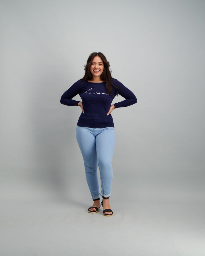 Ladies Long Sleeve Amour T-Shirt - Navy