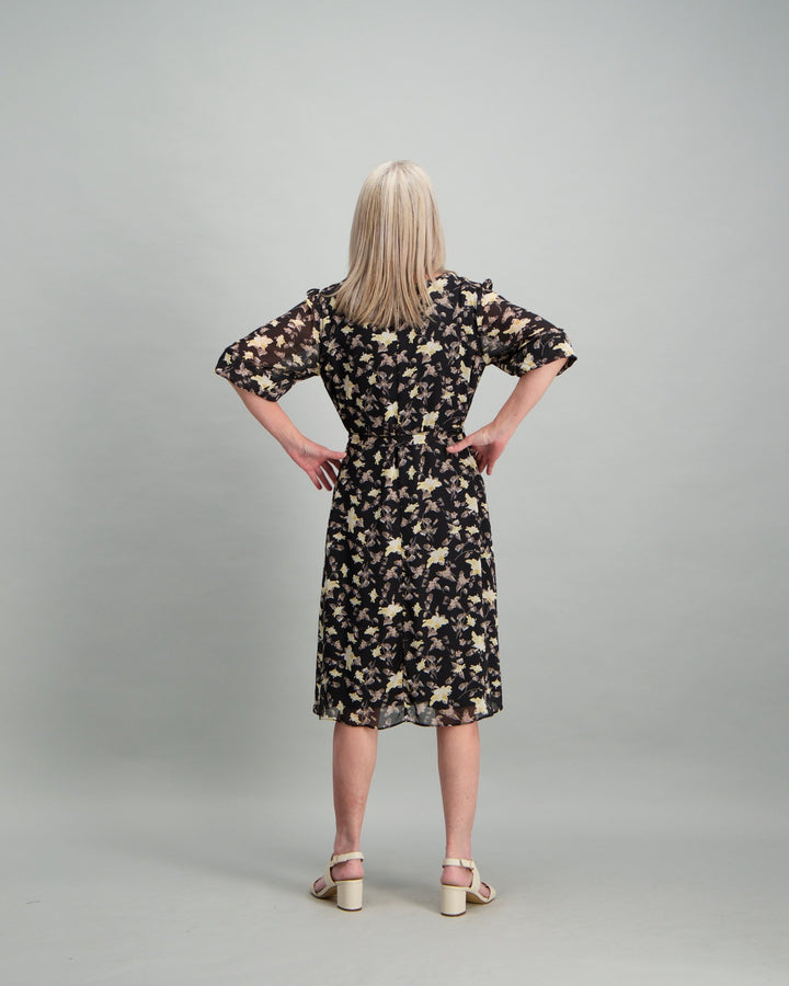 Ladies Floral Sheath Dress - Black