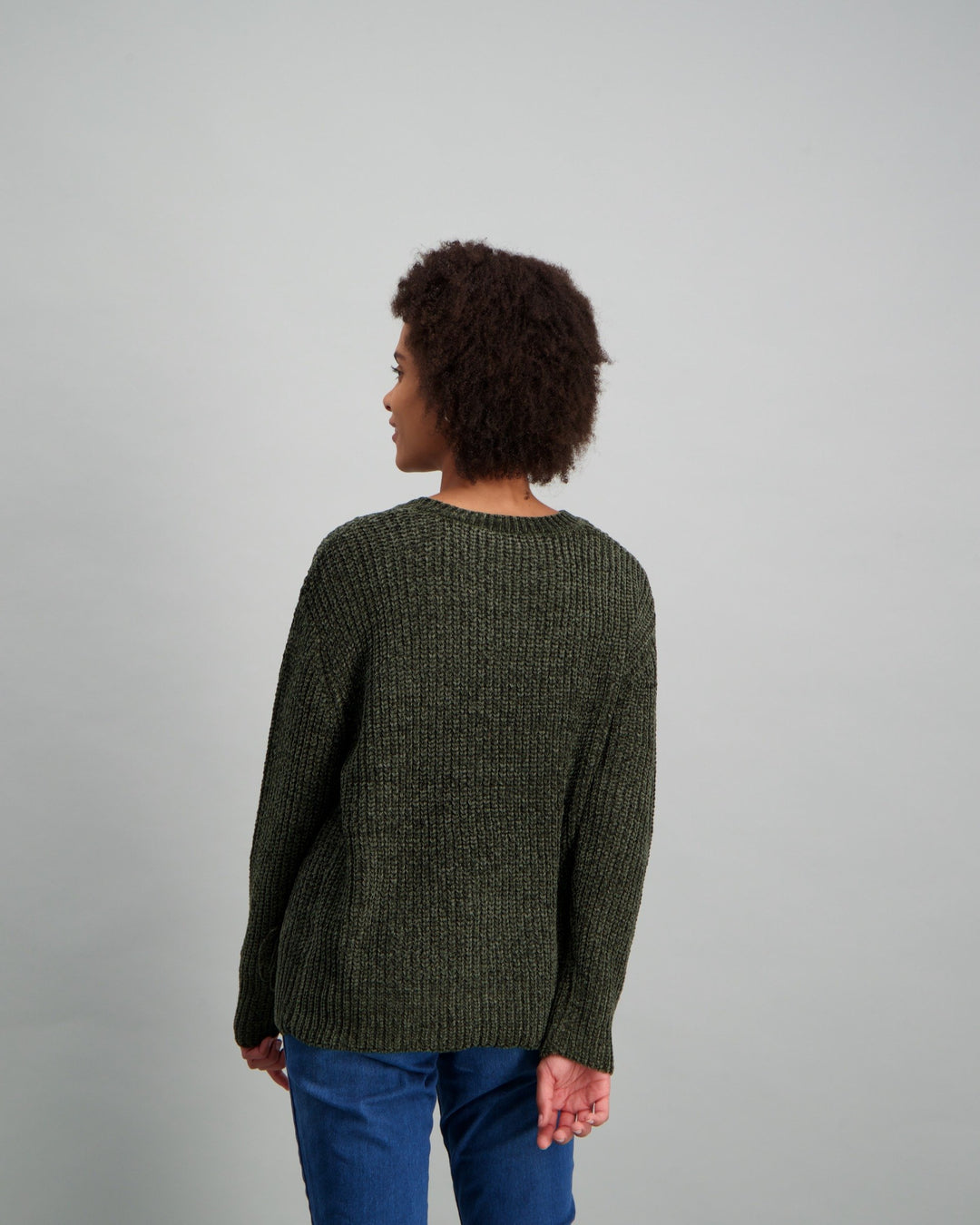 Ladies Criss-Cross Welt Pullover - Khaki