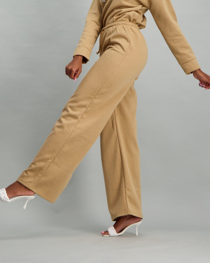 Ladies Wide Leg Sweat pant - Oatmeal