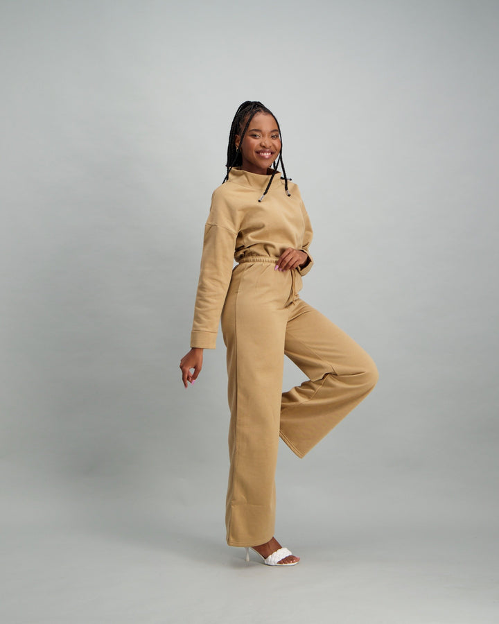 Ladies Wide Leg Sweat pant - Oatmeal