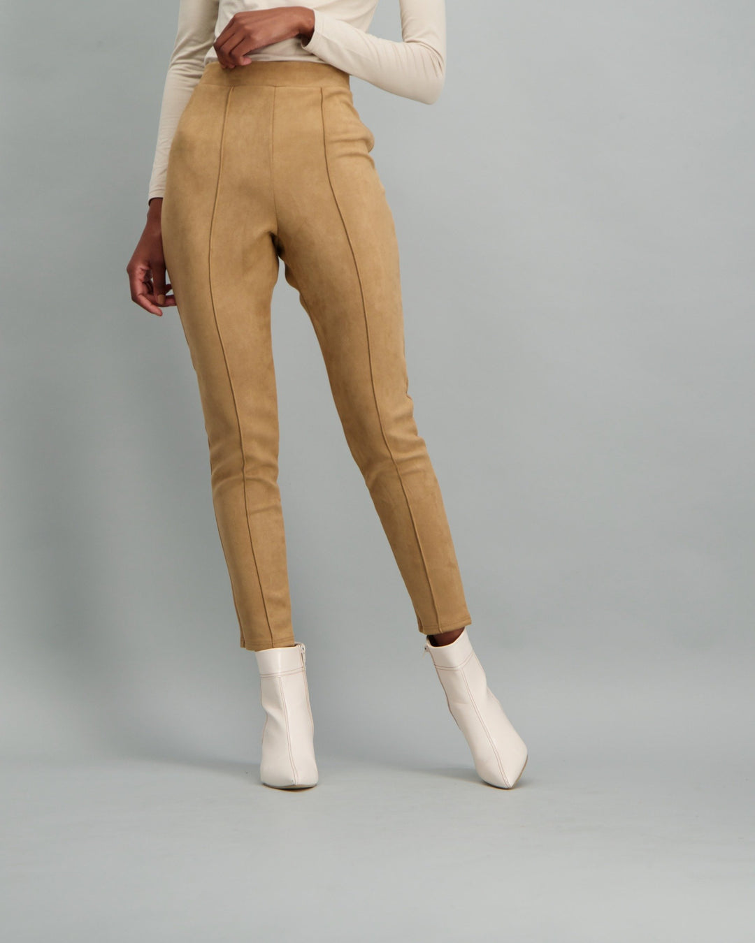 Ladies-Scuba Suede Legging Tan