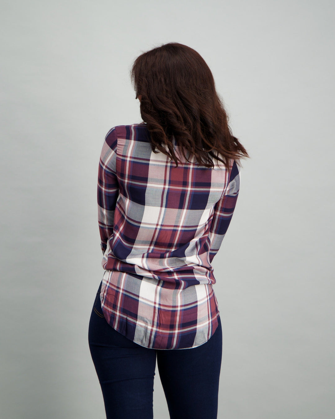 Ladies Check Shirt - Navy