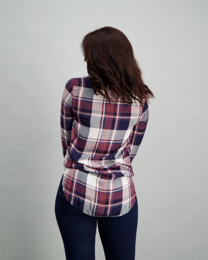 Ladies Check Shirt - Navy