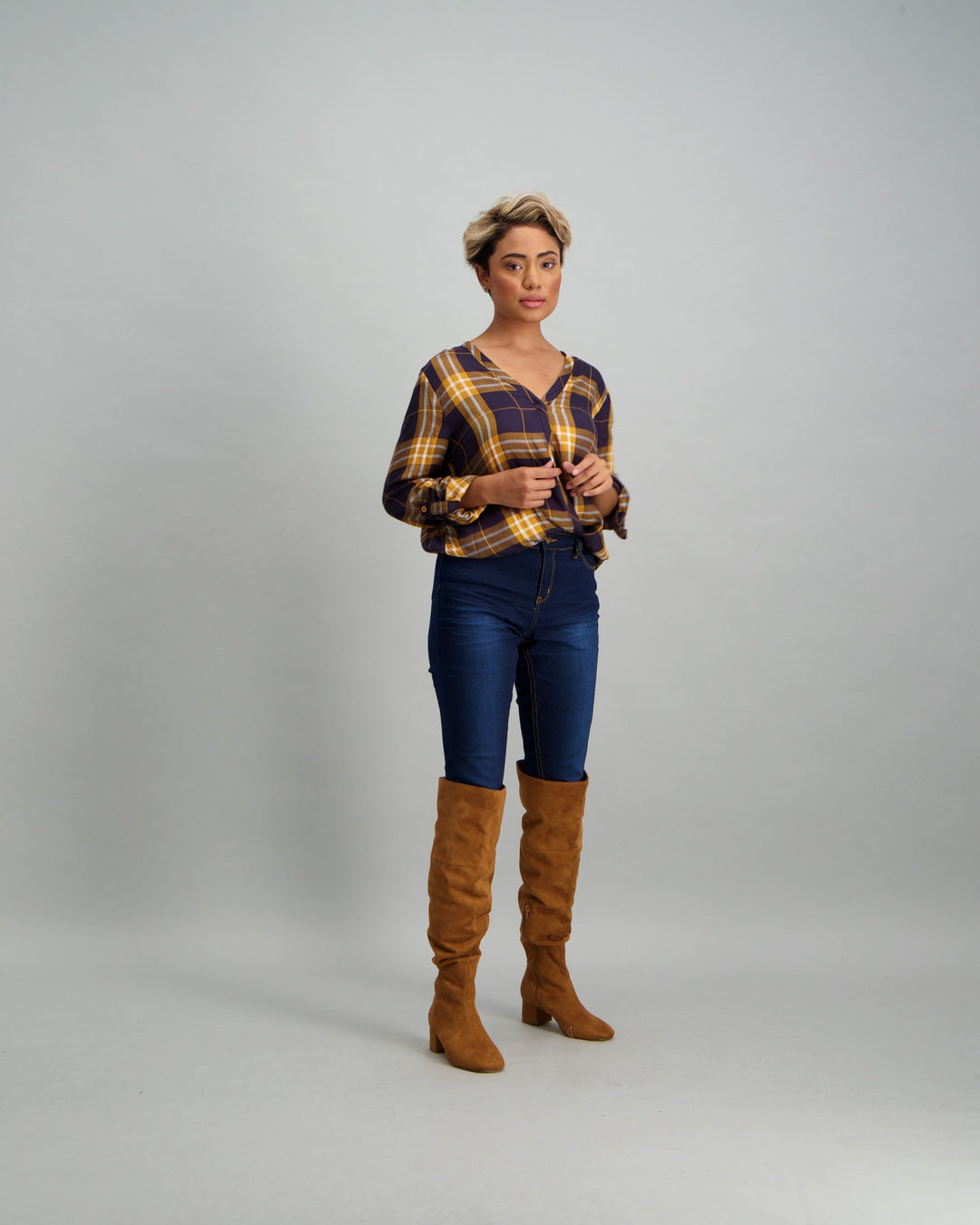 Ladies Check Shirt - Mustard