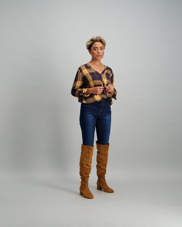 Ladies Check Shirt - Mustard
