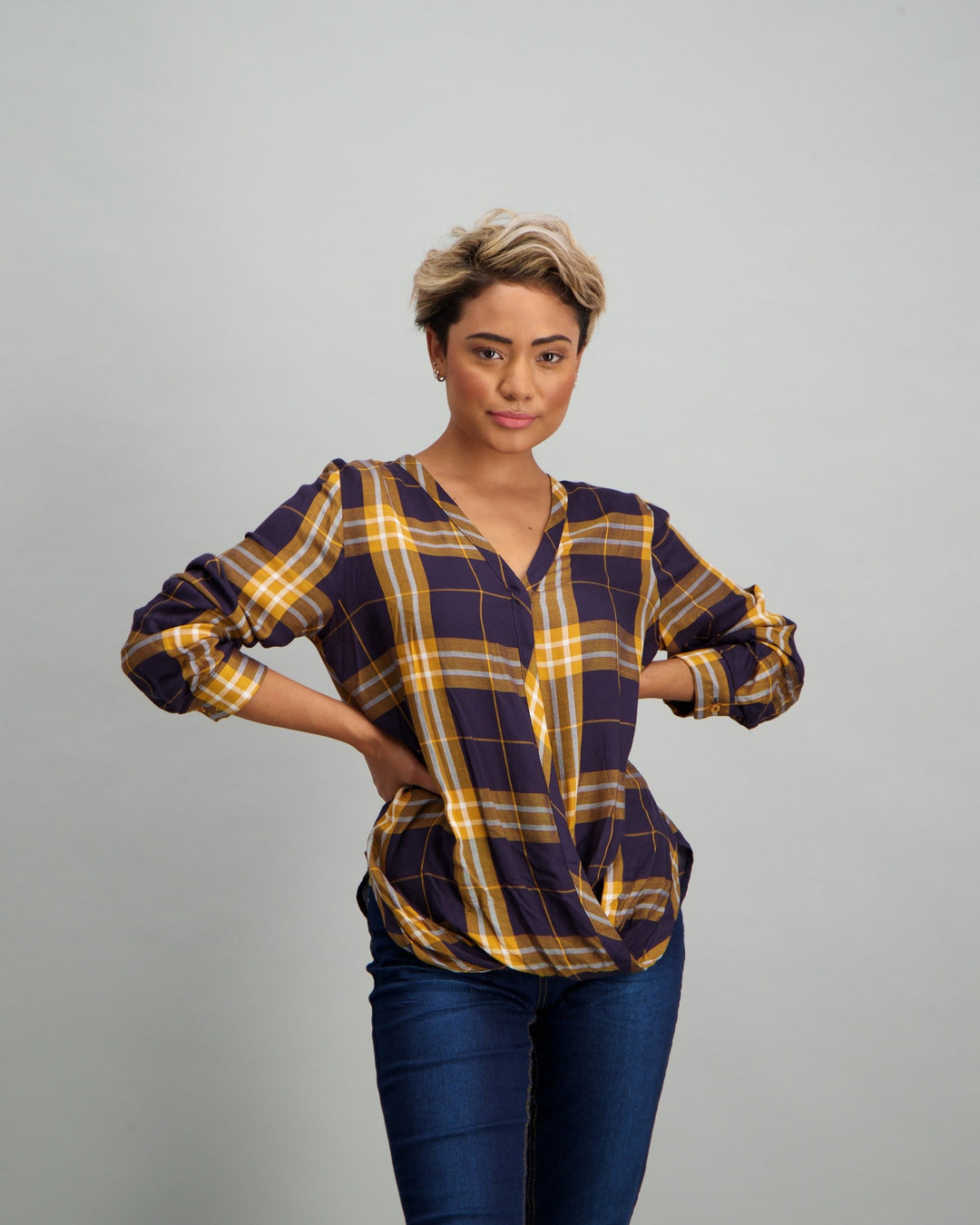 Ladies Check Shirt - Mustard
