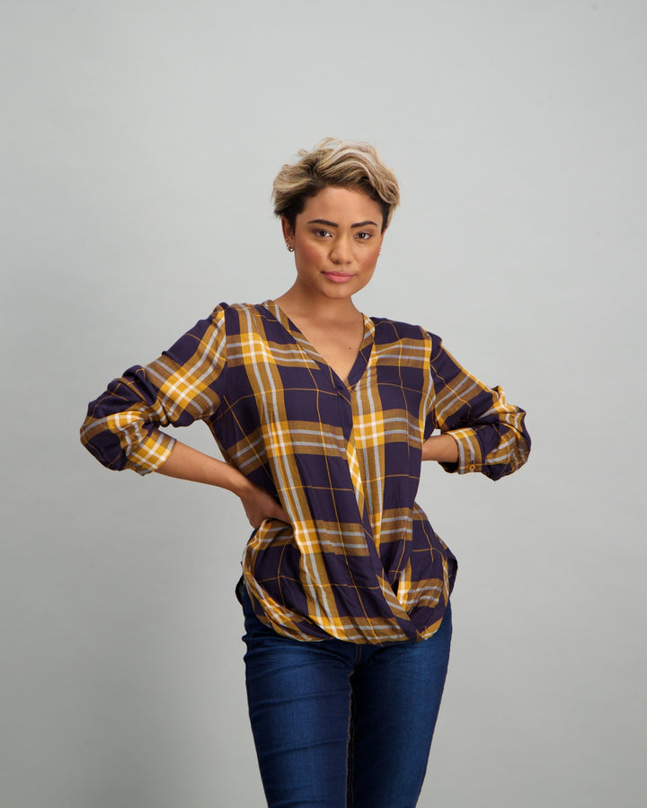 Ladies Check Shirt - Mustard
