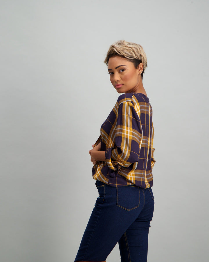 Ladies Check Shirt - Mustard