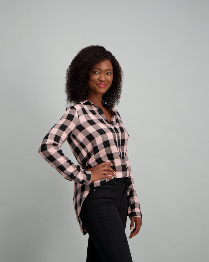 Ladies Check Shirt - Pink