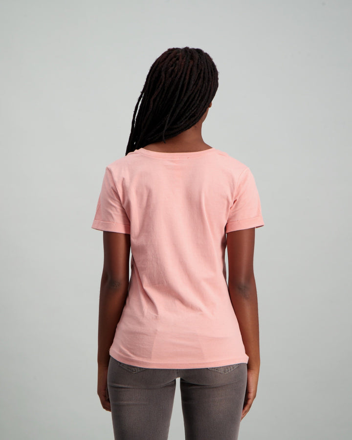 Ladies Be Brave Slogan T-Shirt - Pink