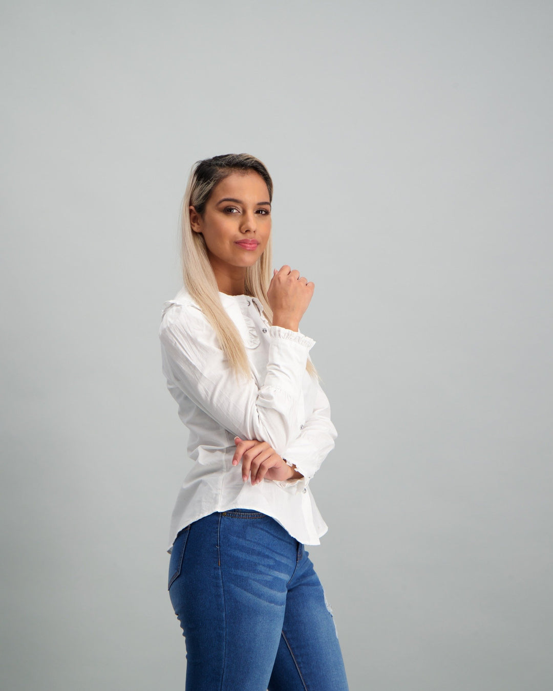 Ladies Oversized Collar Shirt - White