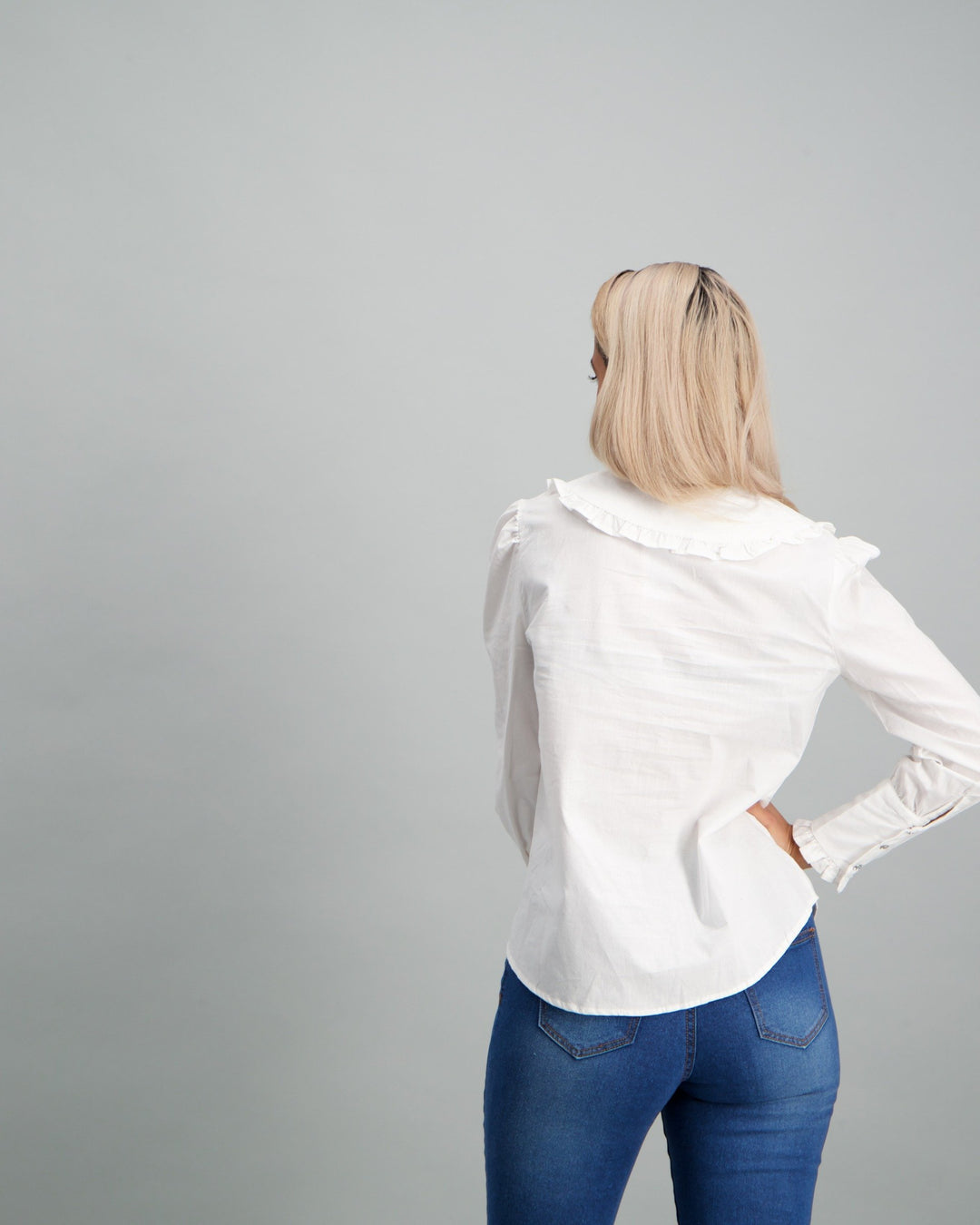 Ladies Oversized Collar Shirt - White