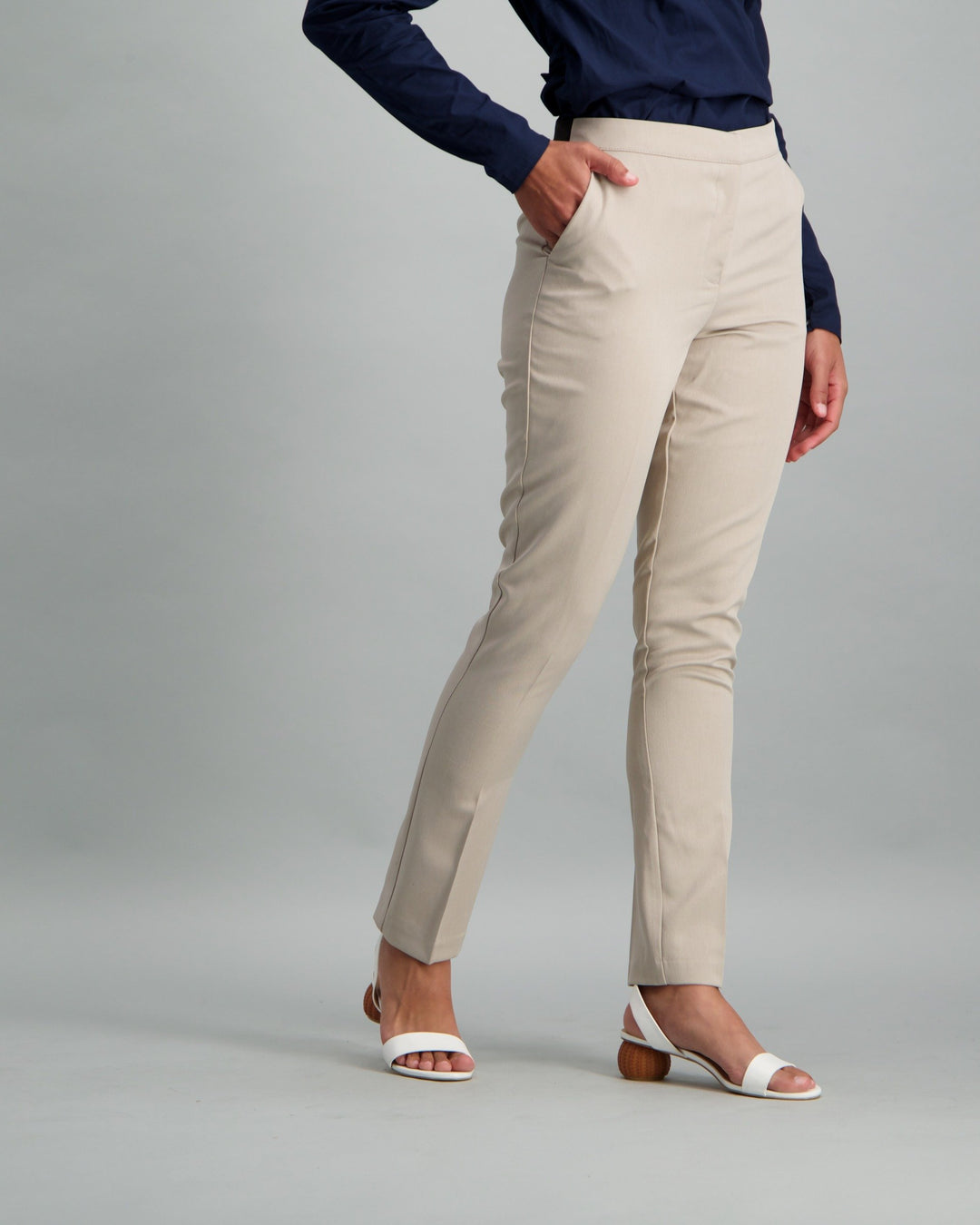 Ladies-Elastic Waist Pant Stone