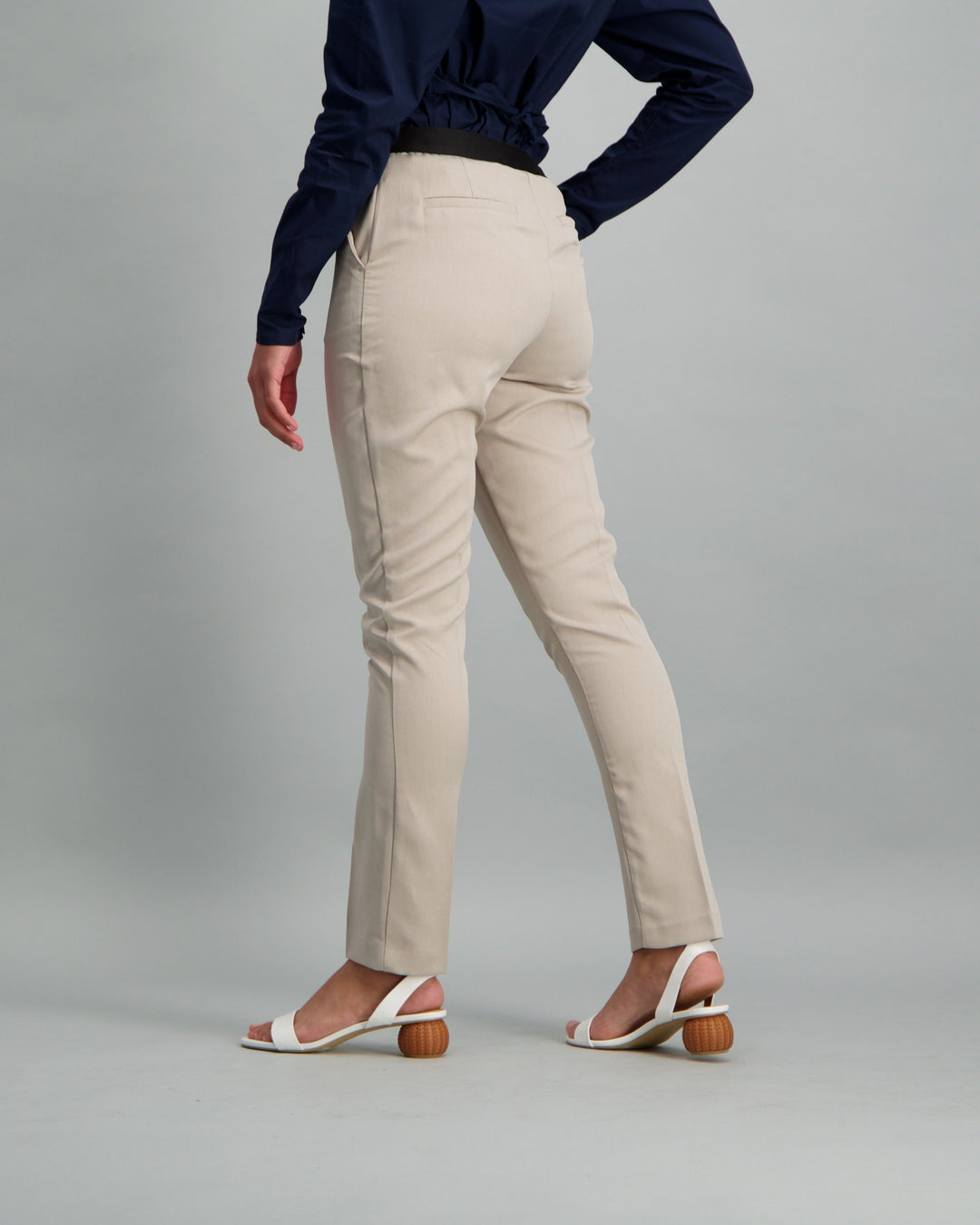 Ladies-Elastic Waist Pant Stone