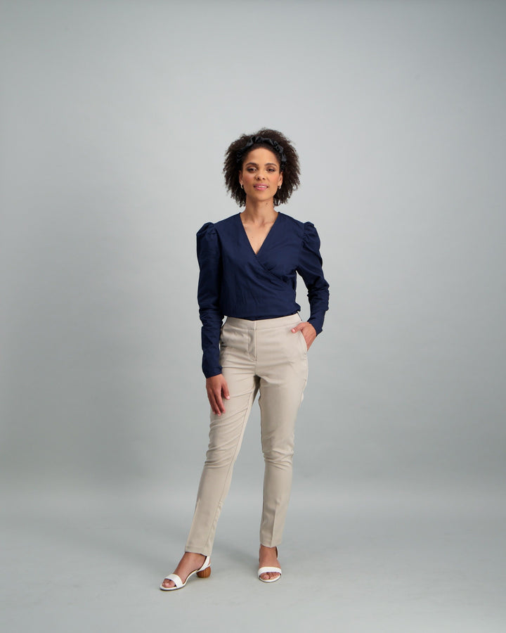 Ladies-Elastic Waist Pant Stone